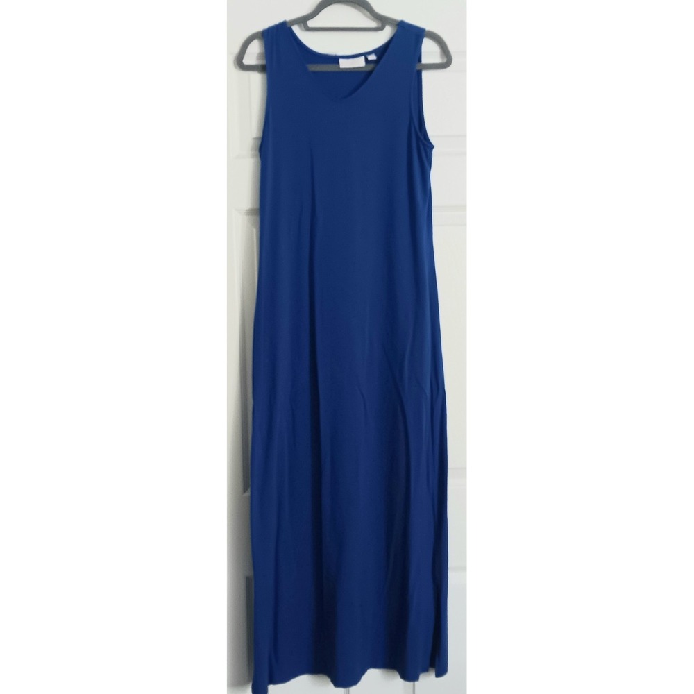 Belle Kim Gravel Dress Women's Size XS Blue TripleLuxe Knit V-Neck Maxi Pre-owne